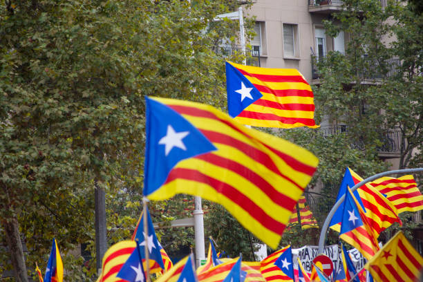 istock Catalonia flag. Catalan independence flag, Spain 1058518122
