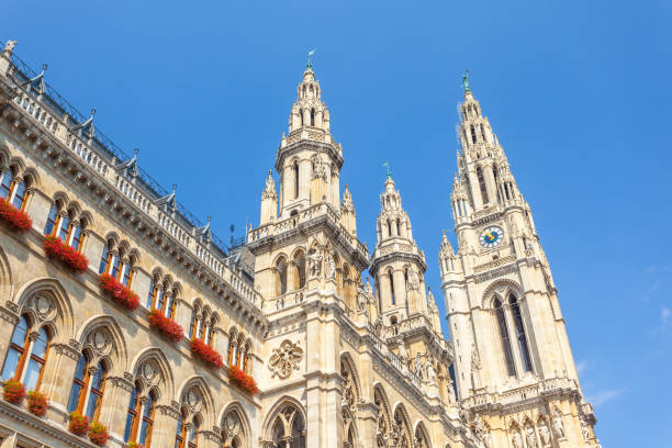 istock Tall gothic building of Vienna city hall 1058519210
