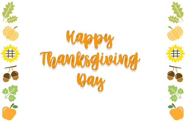 Happy Thanksgiving Day Black and White Text  Card Background with pumpkin