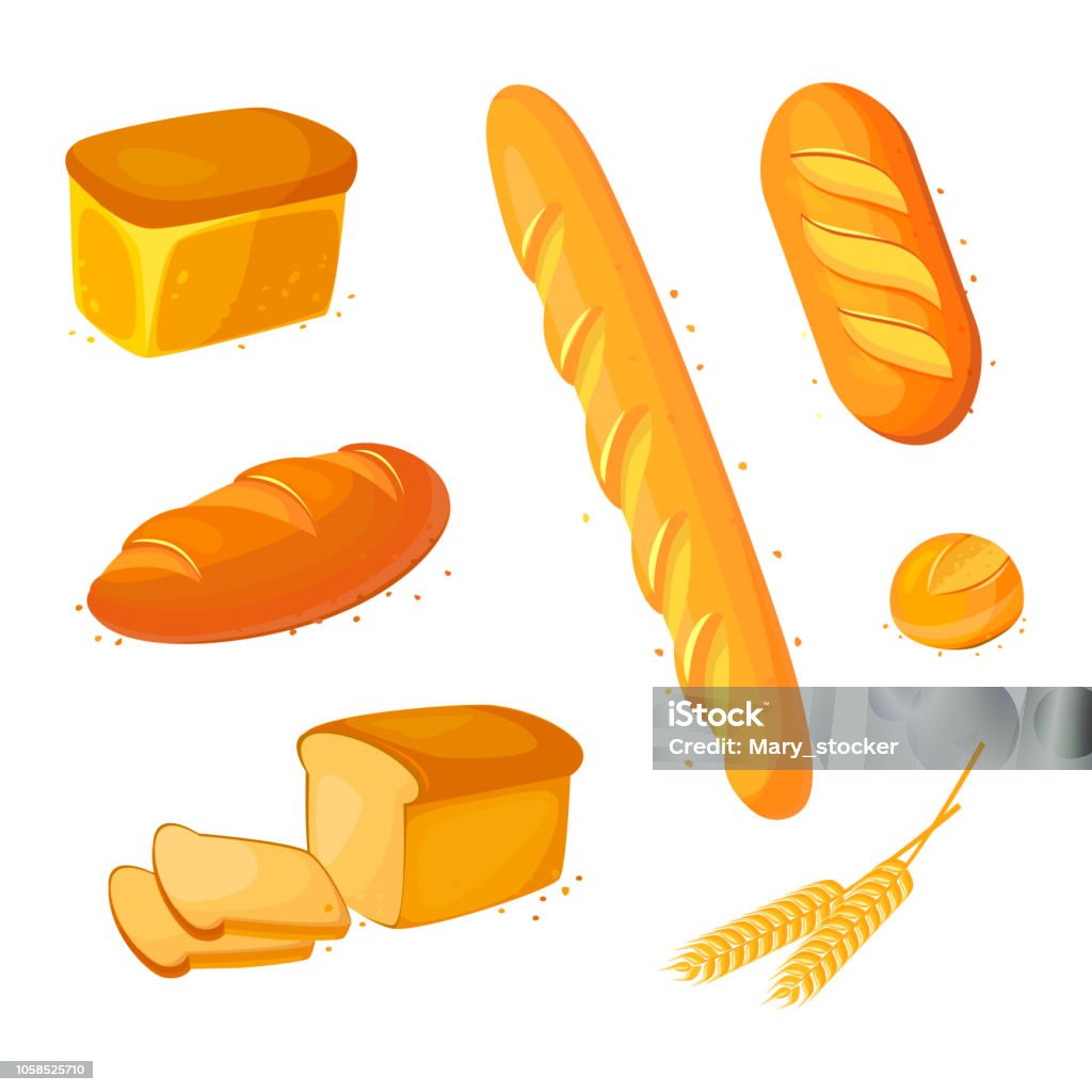 Set Vector Bread Icons Vector Illustration Isolated On A White Background  Bakery Product In Cartoon Style Stock Illustration - Download Image Now -  iStock