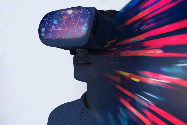 istock Man in vr glasses, network and vr 1058526754