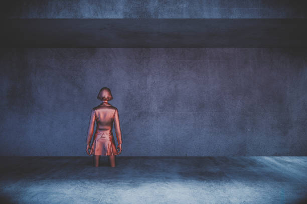 Abstract human form in urban concrete environment.