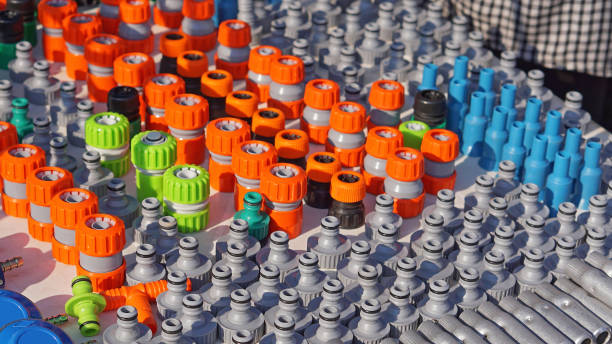 Various colorful garden hose nozzles sprayer valves parts