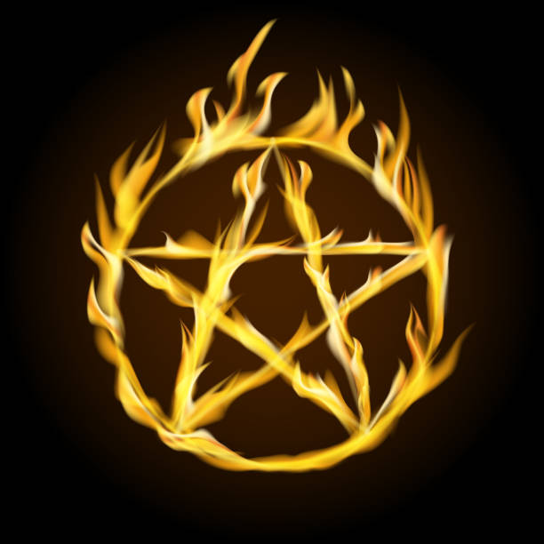 istock A fiery pentagram.A fiery pentagram. Occult sign. Vector illustration. 1058534880