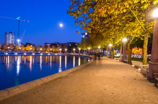 Bellevue Downtown Park at Twilight, Washington-USA