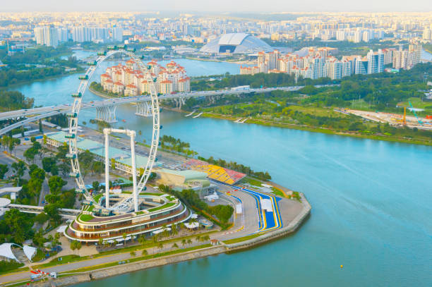 istock Singapore Flyer river aerial view 1058542612
