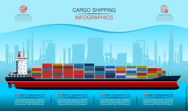 Vector illustration of Container Ship Infographic