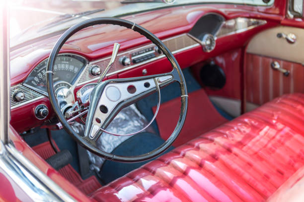 istock Vintage classic american oldtimer interior car in Havana Cuba 1058555228