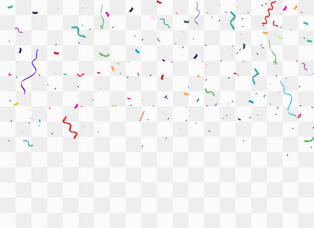 Colorful bright confetti Colorful bright confetti isolated on transparent background. Festive vector illustration. Colorful confetti on a beautiful background. Celebration and party. streamers and confetti stock illustrations