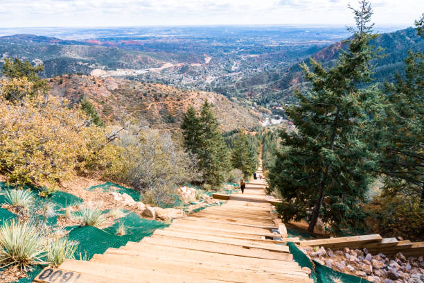 Extreme nature trail with steep mountain incline