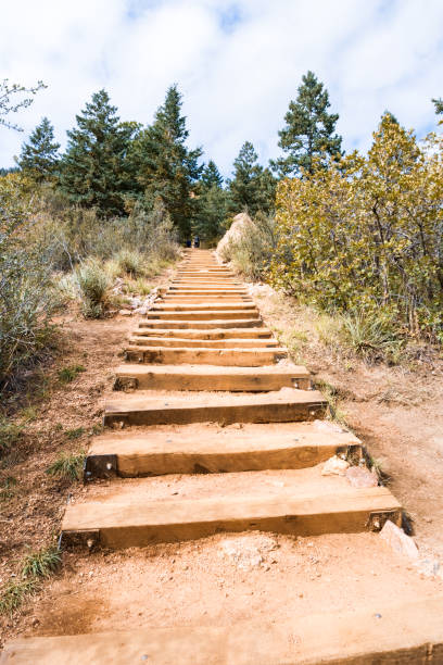 Extreme nature trail with steep mountain incline