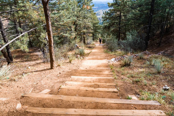 istock Extreme nature trail with steep mountain incline 1058568560