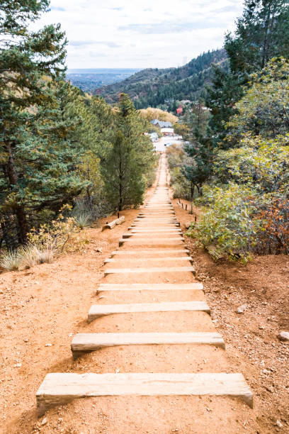 istock Extreme nature trail with steep mountain incline 1058568616
