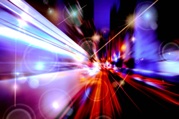 Abstract image traffic light trails with bokeh circle