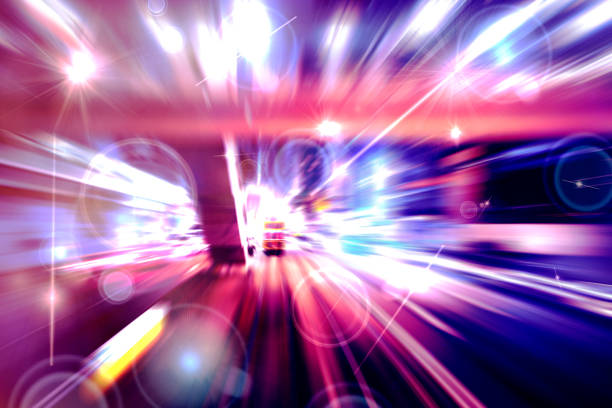 istock Abstract image traffic light trails with bokeh circle 1058583830