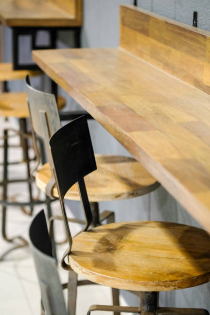 istock The chairs sit on the wall and have shelves. 1058616102