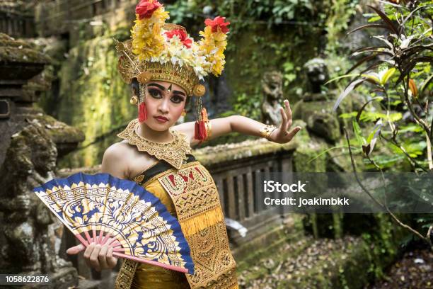 Young Traditional Bali Dancer In A Bamboo Forest Stock Photo - Download Image Now - Ubud, Bali, Balinese Culture