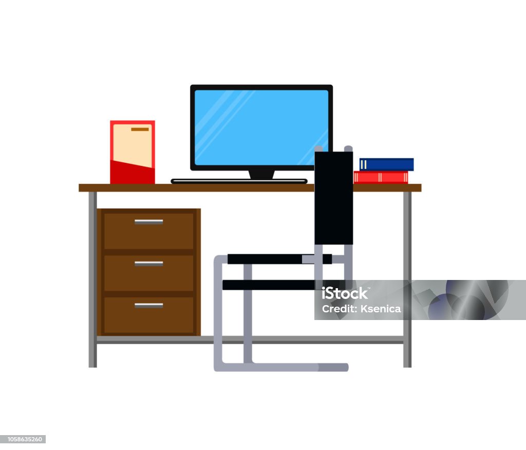 Desktop Vector Image Desktop Isolated On White Background Flat Design Vector Illustration ...
