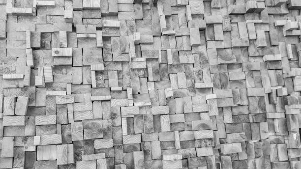 istock Black and white Old Wood slice square texture 1058637386