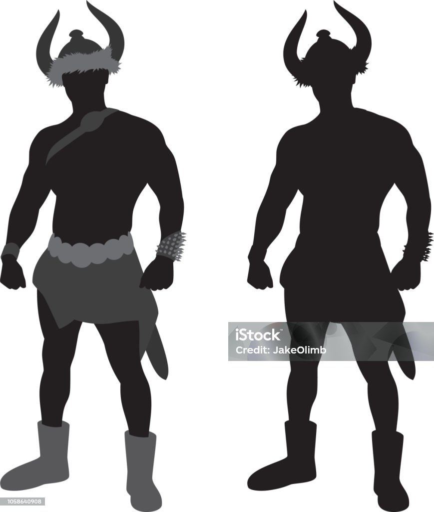 Viking Warrior Silhouette Vector silhouettes of a man standing posing as a viking warrior. In Silhouette stock vector