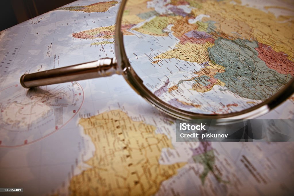 Asia Map, selective focus  Globe - Navigational Equipment Stock Photo