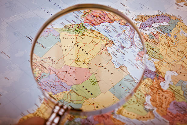 North Africa Map, selective focus stock photo