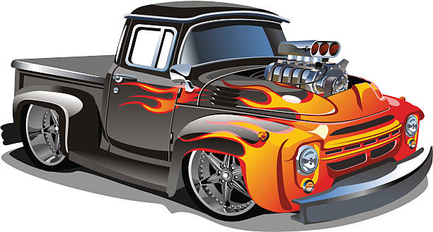 illustrazioni stock, clip art, cartoni animati e icone di tendenza di fumetto hot rod - porsche classic sports car obsolete