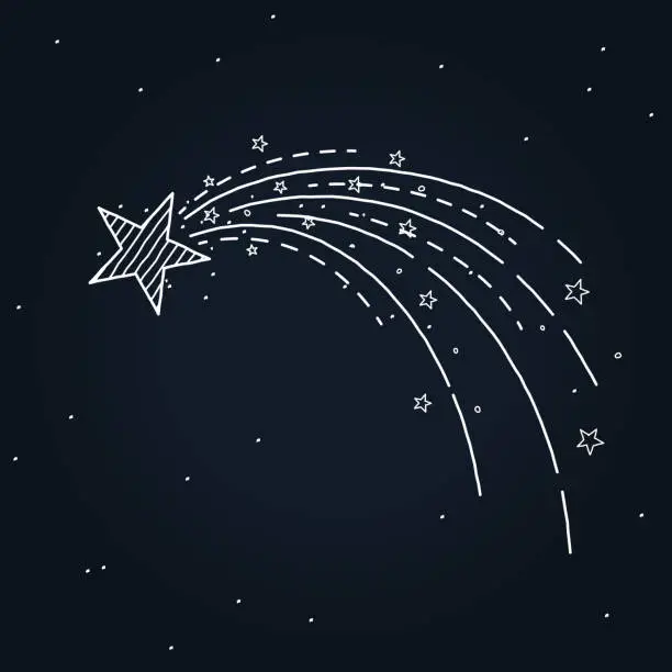 Vector illustration of shooting star hand drawn