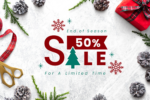 50% Christmas sale sign mockup\n\n***These are our own 3D generic designs. They do not infringe on any copyrighted designs.***