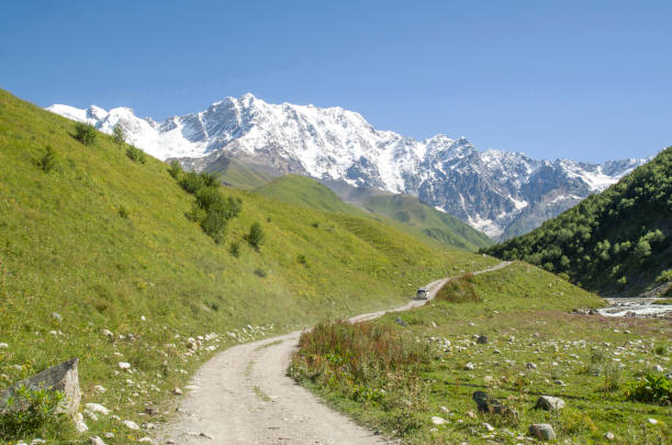istock Glacier Shkhara and the Inguri River Valley, Svaneti, Georgia 1058653016