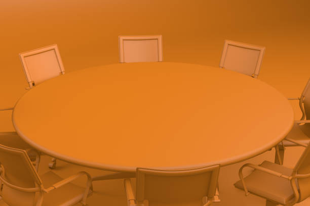 istock Meeting table with chairs, minimal concept. 1058654662