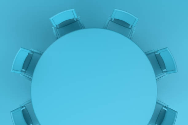 istock Meeting table with chairs, minimal concept. 1058654828