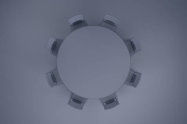 istock Meeting table with chairs, minimal concept. 1058655204