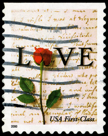 Red Rose love Stamp - one of a series - this one is 2000 USA First class