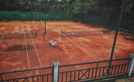 An empty tennis court in Shillong
