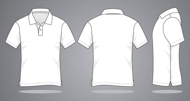 illustrations, cliparts, dessins animés et icônes de polo blanc pour modèle - t shirt shirt polo vector