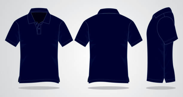 ilustrações, clipart, desenhos animados e ícones de em branco camisa polo para modelo - blue polo shirt