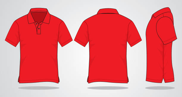 пустая рубашка поло для шаблона - shirt polo shirt red collar stock illustrations