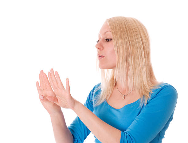 istock Female looking at her nails with manicure. 105867020