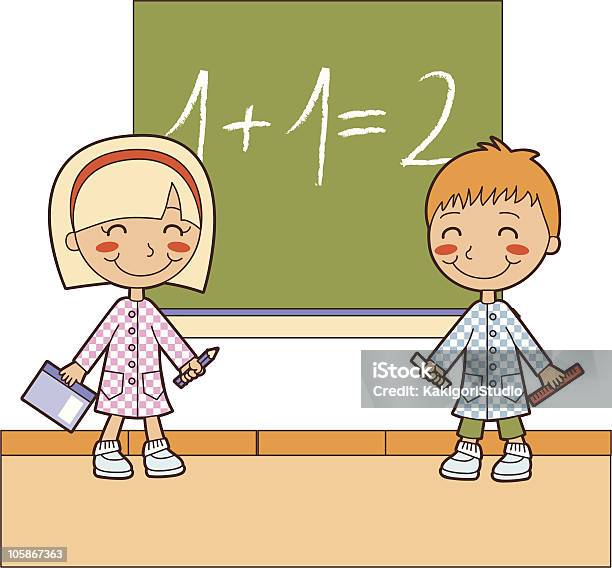 Two Students Discuss Math Cartoon Math Classroom Time Stock Illustration - Download Image Now - Back to ...
