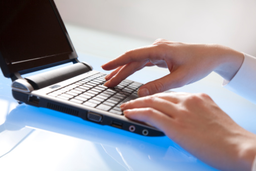 Enter Data In Computer Entering Data Using Laptop Stock Photo - Download Image Now - Business ...