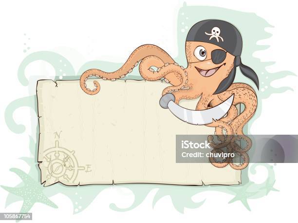 Jolly Pirate Octopus Background Stock Illustration - Download Image Now - Octopus, Pirate - Criminal, Animal Leg