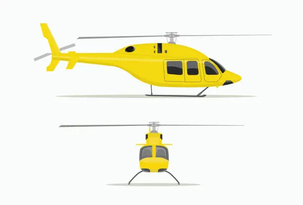 Vector illustration of Helicopter isolated. Front and side view. Vector flat style illustration