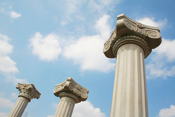 istock Top of white pillar against sky. 105868071