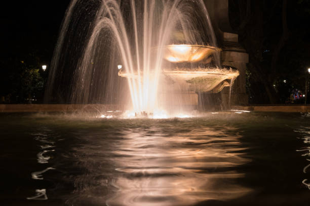 istock Fountain at dusk in Madrid Park 1058687488