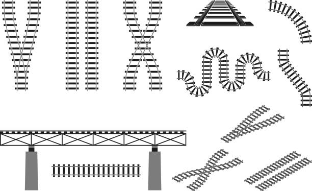 鉄道鉄道道路レール コンス トラクターの要素ベクトル図 - industry business street steel点のイラスト素材／クリップアート素材／マンガ素材／アイコン素材