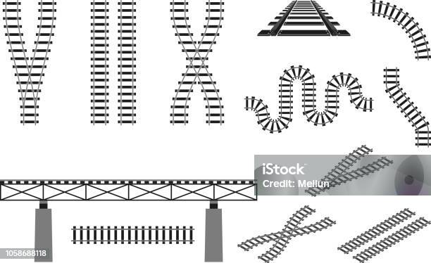 Train Railway Road Rails Constructor Elements Vector Illustration Stock Illustration - Download Image Now