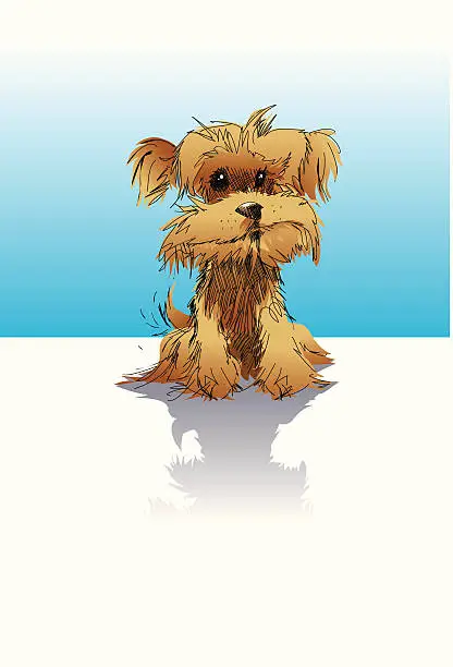 Vector illustration of Yorkshire Terrier Puppy Cartoon