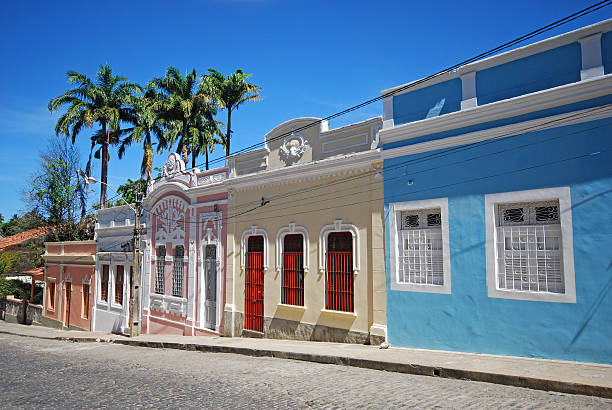 istock Row of Cuban style vintage storefronts 105869413