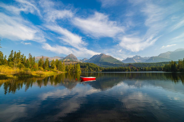 istock Peaceful mountain scene with mountain lake. 1058697470